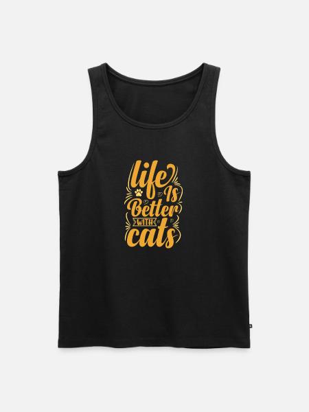 Life is Better with Cat - Men's Premium Organic Tank Top - black