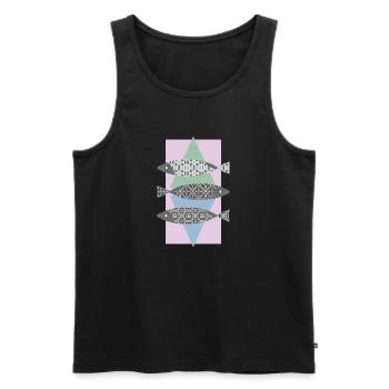 Des poissons - Débardeur bio Premium Homme - noir - Devant - Michal (187cm)