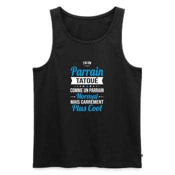 J'ai un parrain tatoué plus cool - Débardeur bio Premium Homme - noir - Devant - AI Model Male 178 light (178cm)