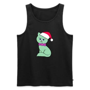 Chat Noël - Débardeur bio Premium Homme - noir - Devant - Michal (187cm)