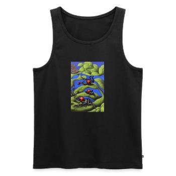 Grenouilles sur plante - Débardeur bio Premium Homme - noir - Devant - AI Model Male 178 light (178cm)