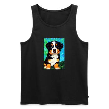 Berner Sennenhund Van Gogh Style | Hundefreund - Männer Premium Bio Tank Top - Schwarz - Vorne - AI Model Male 178 light (178cm)