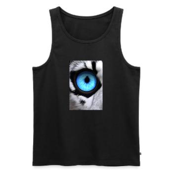 black and white lion with blue eyes LEFT EYE - Men's Premium Organic Tank Top - black - Front - AI Model Male 178 light (178cm)