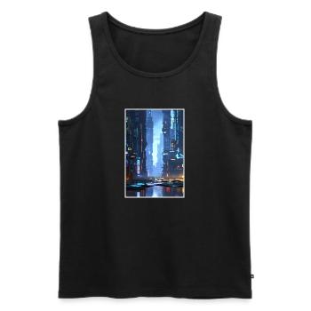 ville futuriste Science Fiction Dystopian - Débardeur bio Premium Homme - noir - Devant - AI Model Male 178 light (178cm)