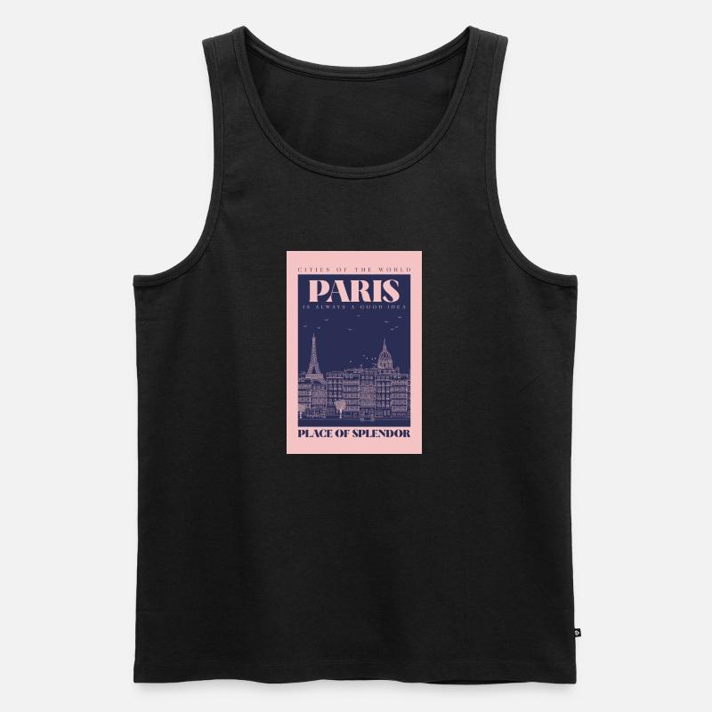 Paris - Männer Premium Bio Tank Top - Schwarz