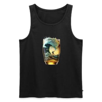 Beer Glass Surfer Rides Beer Wave - Men's Premium Organic Tank Top - black - Front - Michal (187cm)