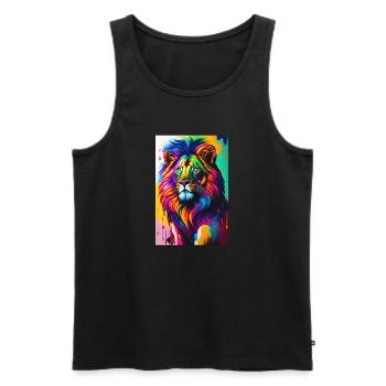 Colorful Lion - Men's Premium Organic Tank Top - black - Front - Michal (187cm)