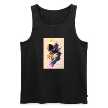 Astronaut painting ZEN - Men's Premium Organic Tank Top - black - Front - Michal (187cm)