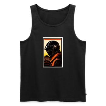 in the style of a woodblock print - Men's Premium Organic Tank Top - black - Front - AI Model Male 178 light (178cm)