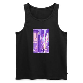 Paysage de Tokyo - Débardeur bio Premium Homme - noir - Devant - Michal (187cm)
