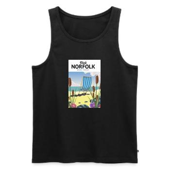 Affiche Norfolk Seaside Travel - Débardeur bio Premium Homme - noir - Devant - Michal (187cm)