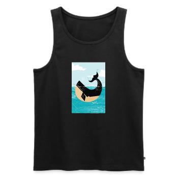 Baleine de dessin animé mignon - Débardeur bio Premium Homme - noir - Devant - AI Model Male 178 light (178cm)