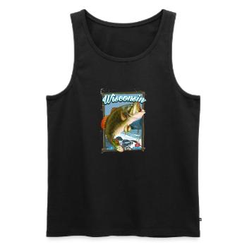 Wisconsin By Air Fishing Reiseplakat - Männer Premium Bio Tank Top - Schwarz - Vorne - Michal (187cm)