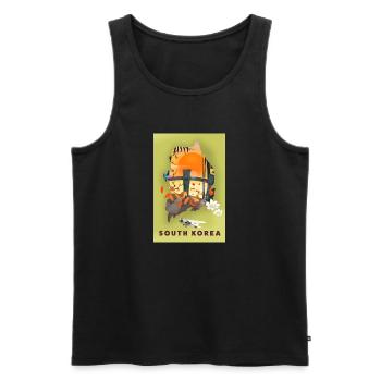 South Korea Travel poster map - Men's Premium Organic Tank Top - black - Front - Michal (187cm)