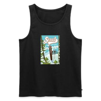 Séoul Corée du Sud Affiche de ski - Débardeur bio Premium Homme - noir - Devant - Michal (187cm)