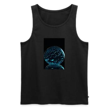 Bulles dans une bulle cyan 2 - Débardeur bio Premium Homme - noir - Devant - AI Model Male 178 light (178cm)