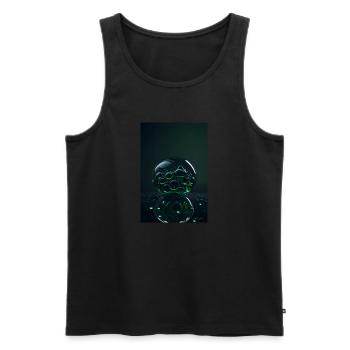 Bulles dans une bulle verte 1 - Débardeur bio Premium Homme - noir - Devant - AI Model Male 178 light (178cm)