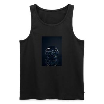 Bulles dans une bulle chrome 1 - Débardeur bio Premium Homme - noir - Devant - AI Model Male 178 light (178cm)