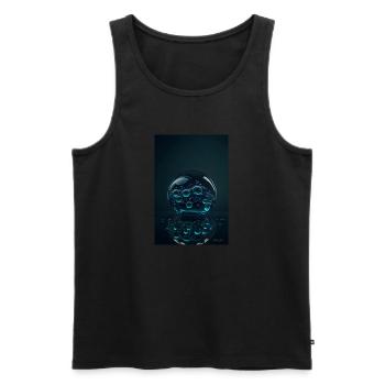 Bulles dans une bulle cyan 1 - Débardeur bio Premium Homme - noir - Devant - AI Model Male 178 light (178cm)