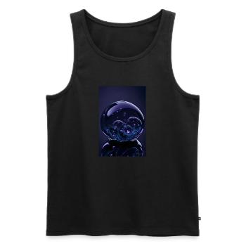 Bulles dans une bulle violette 2 - Débardeur bio Premium Homme - noir - Devant - AI Model Male 178 light (178cm)