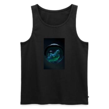 Clouds in a bubble green 2 - Men's Premium Organic Tank Top - black - Front - AI Model Male 178 light (178cm)