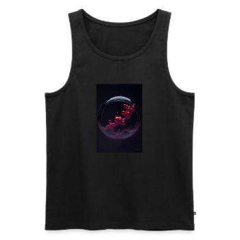 Nuages dans une bulle rouge 3 - Débardeur bio Premium Homme - noir - Devant - Michal (187cm)