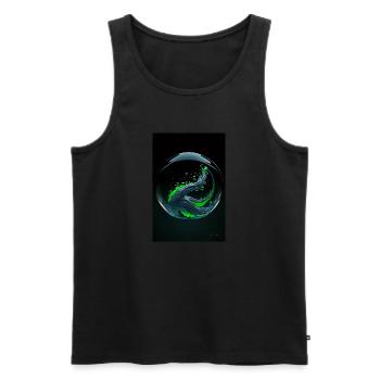 Kaos in einer Blase grün 1 - Männer Premium Bio Tank Top - Schwarz - Vorne - AI Model Male 178 light (178cm)