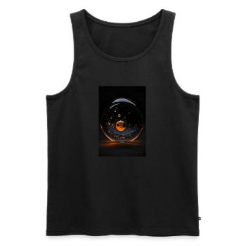 Kaos dans une bulle orange 2 - Débardeur bio Premium Homme - noir - Devant - AI Model Male 178 light (178cm)