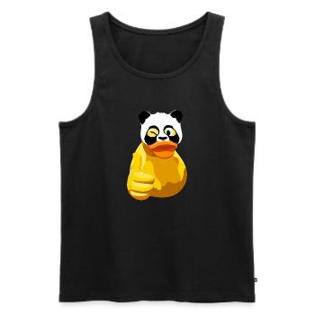 Duck duck duckling with thumbs up and panda mask - Men's Premium Organic Tank Top - black - Front - AI Model Male 178 light (178cm)