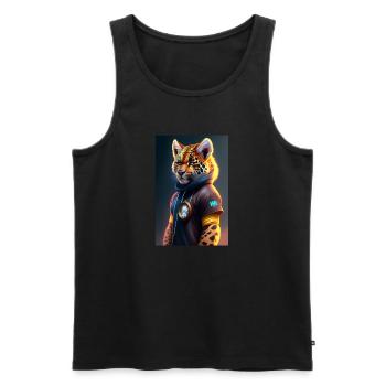 Anthro furry humanoid jaguar - Männer Premium Bio Tank Top - Schwarz - Vorne - AI Model Male 178 light (178cm)