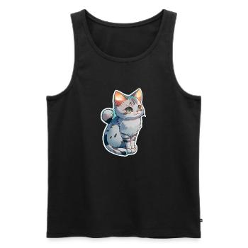 cute little gray kitten - Men's Premium Organic Tank Top - black - Front - AI Model Male 178 light (178cm)