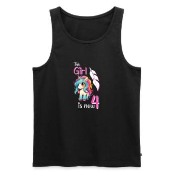 Unicorn Birthday 4 years - Men's Premium Organic Tank Top - black - Front - Michal (187cm)