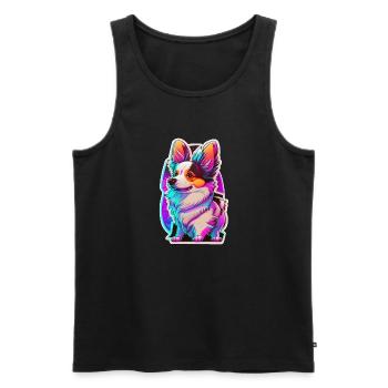 petit chien et lumiere néon - Débardeur bio Premium Homme - noir - Devant - AI Model Male 178 light (178cm)