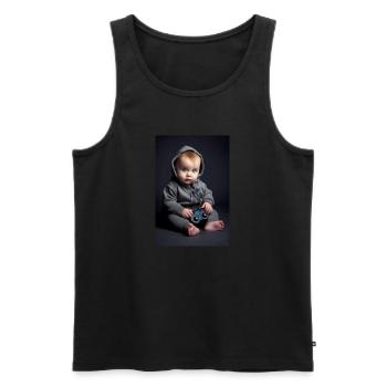 Bébé joueur - Débardeur bio Premium Homme - noir - Devant - Michal (187cm)