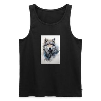 Bozkurt - loup gris - Débardeur bio Premium Homme - noir - Devant - AI Model Male 178 light (178cm)