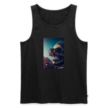 Skull sunglasses! Unique style original humor - Men's Premium Organic Tank Top - black - Front - AI Model Male 178 light (178cm)