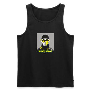 Restez toujours au frais - Débardeur bio Premium Homme - noir - Devant - AI Model Male 178 light (178cm)