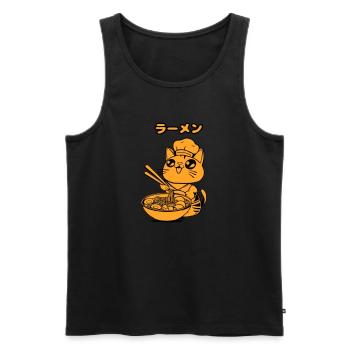Manga Cat Ramen - Men's Premium Organic Tank Top - black - Front - AI Model Male 178 light (178cm)