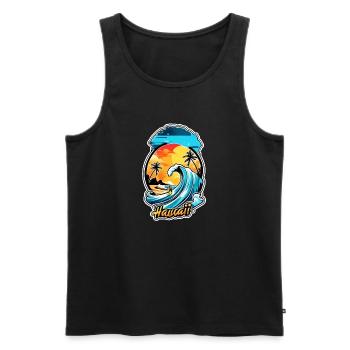 surf plage palmier soleil vacances - Débardeur bio Premium Homme - noir - Devant - Michal (187cm)