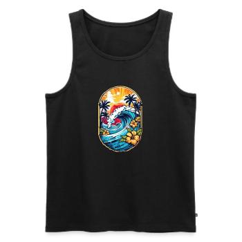 Vague surf et hawaii - Débardeur bio Premium Homme - noir - Devant - Michal (187cm)