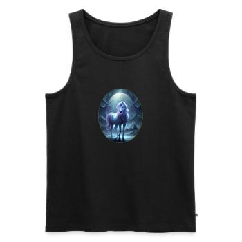 Wunderschönes Einhorn im märchenhaften Nebelwald - Männer Premium Bio Tank Top - Schwarz - Vorne - AI Model Male 178 light (178cm)