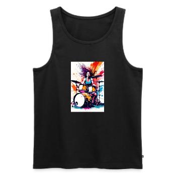 Female Drummer #1 - Men's Premium Organic Tank Top - black - Front - Michal (187cm)