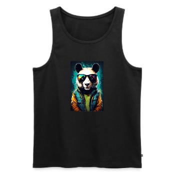 Panda Riesenpanda - Männer Premium Bio Tank Top - Schwarz - Vorne - AI Model Male 178 light (178cm)