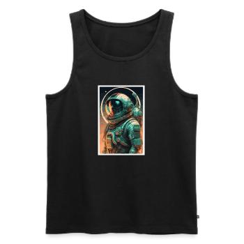 Astronaute, Futuriste, Espace Espace, Univers - Débardeur bio Premium Homme - noir - Devant - Michal (187cm)