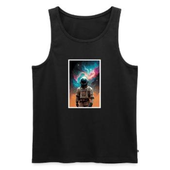 Astronaute, Futuriste, Espace Espace, Univers - Débardeur bio Premium Homme - noir - Devant - Michal (187cm)