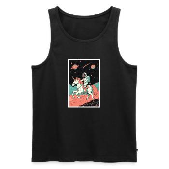 Astronaute, Futuriste, Espace Espace, Univers - Débardeur bio Premium Homme - noir - Devant - Michal (187cm)
