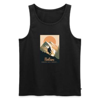 Nature Is Cheaper Than Therapy Mountains Hiking - Men's Premium Organic Tank Top - black - Front - Michal (187cm)