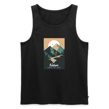 Nature Is Cheaper Than Therapy Mountains Hiking - Men's Premium Organic Tank Top - black - Front - Michal (187cm)