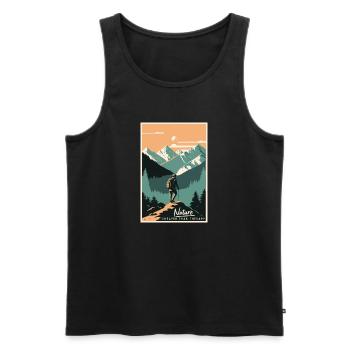 Nature Is Cheaper Than Therapy Mountains Hiking - Men's Premium Organic Tank Top - black - Front - Michal (187cm)