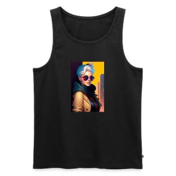 Anime girl undercover - Men's Premium Organic Tank Top - black - Front - AI Model Male 178 light (178cm)